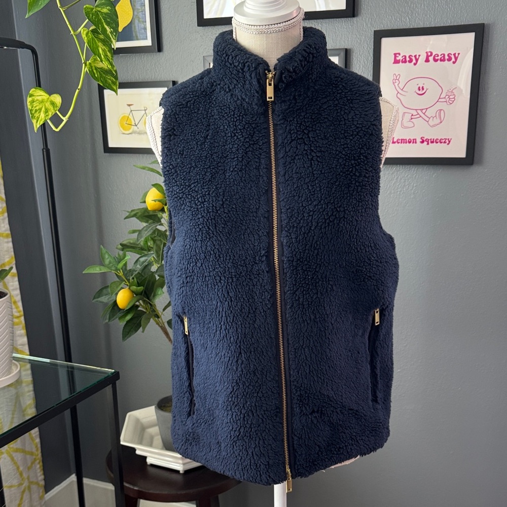 J. Crew Midnight Blue Vest with Gold Accents